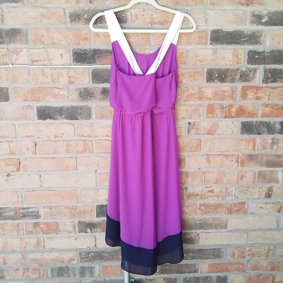 Jessica Simpson Sleeveless Dress Size 6 Fuchsia w/ High Low Hem Criss Cross Back - Picture 11 of 16
